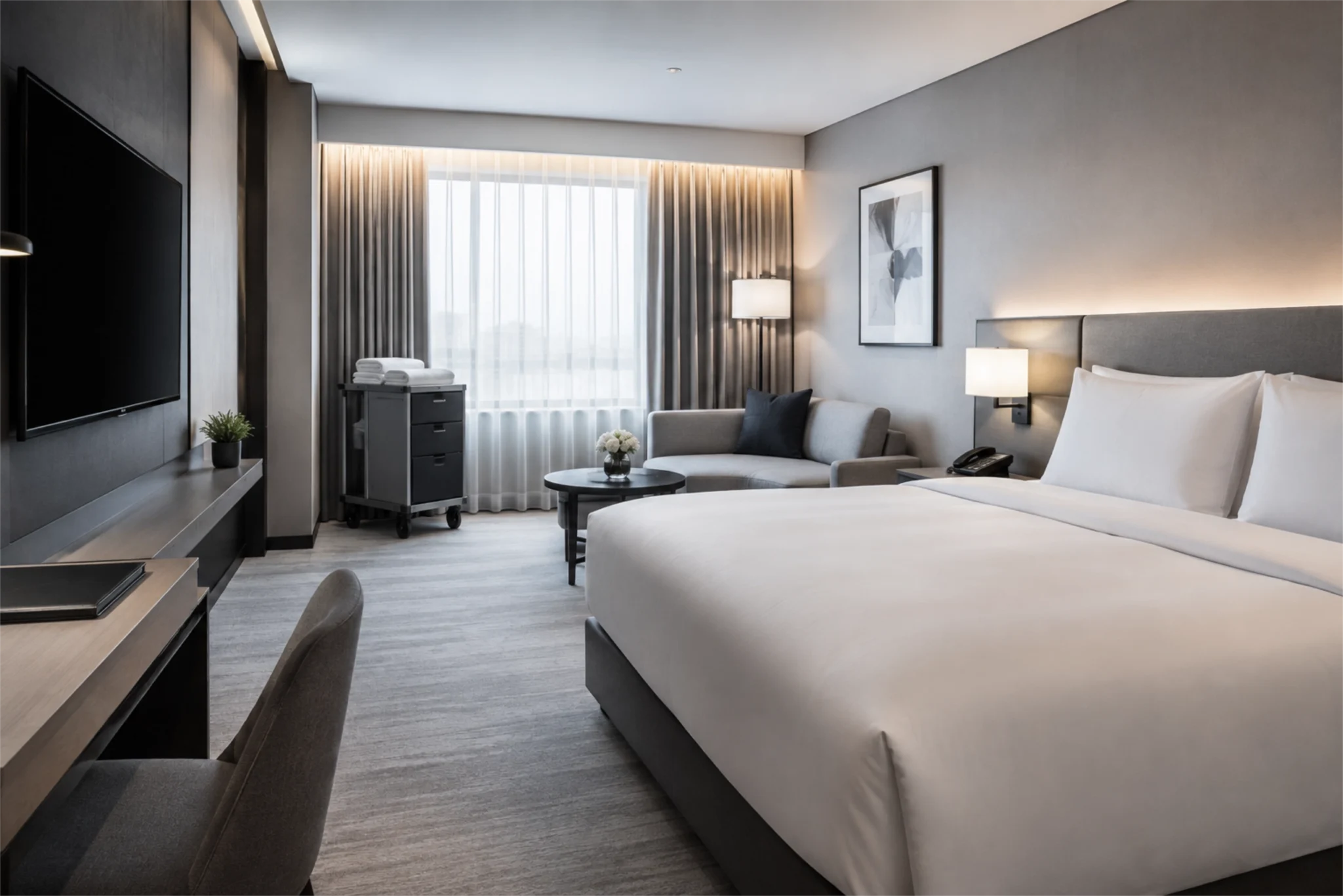 Nowoczesny hotel z personelem housekeeping i rozwiązaniami RMK Group do utrzymania czystości